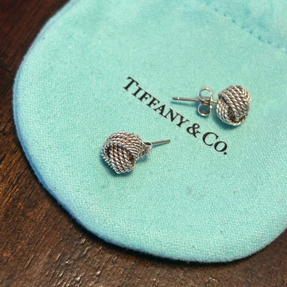Authentic Tiffany & Co. Somerset Twisted Rope Knot 925 Sterling Silver Earrings